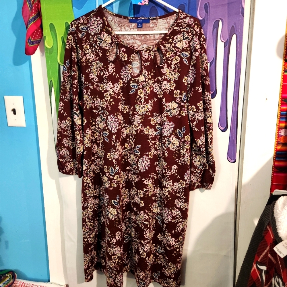 XL, Apt. 9, Floral Burgundy Dress